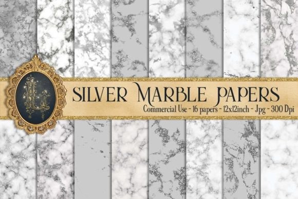 Download 16 Silver Glitter Marble Texture Papers - Texture Collection