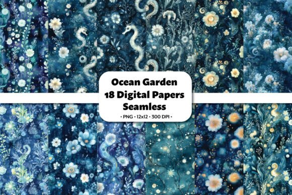 Download Ocean Garden 18 Seamless Patterns - Patterns Collection