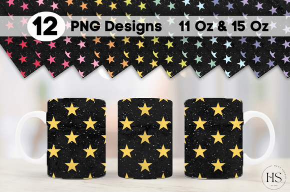 Download 12 Grungy Texture Stars Mug Sublimation - Texture Collection