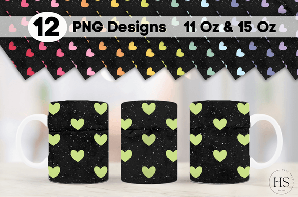Download 12 Grungy Texture Hearts Mug Sublimation - Texture Collection