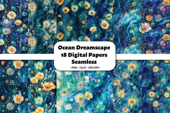 Download Ocean Dreamscape 18 Seamless Patterns - Patterns Collection