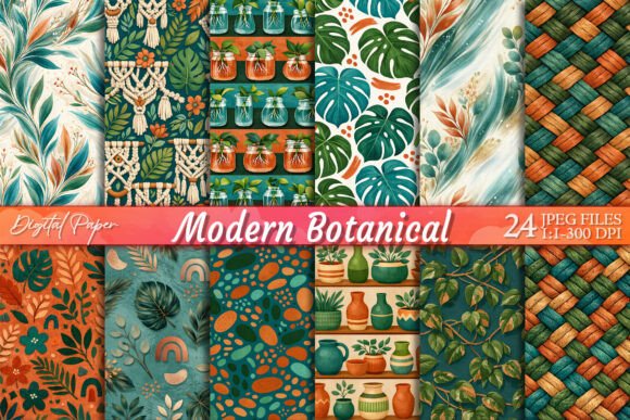Download Modern Botanical Boho Digital Paper - Premium Resources